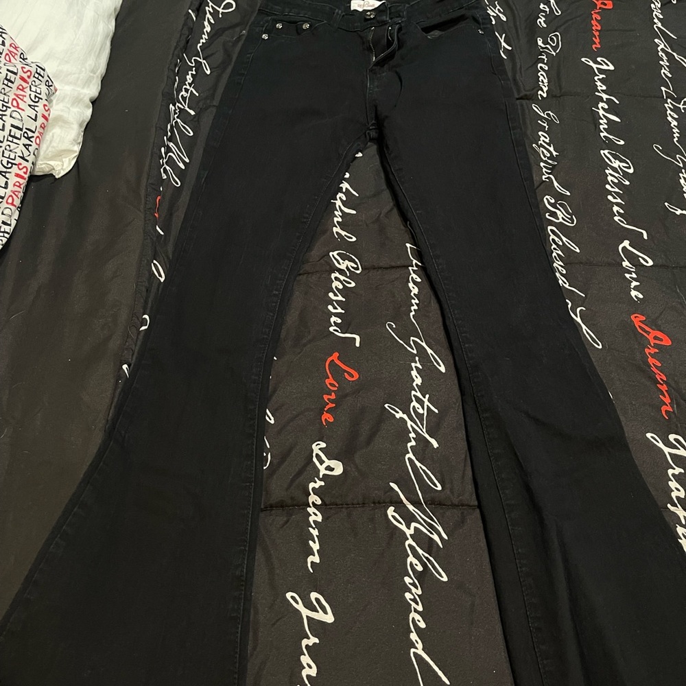 Black high rise jeans,size 6, big flare on bottoms